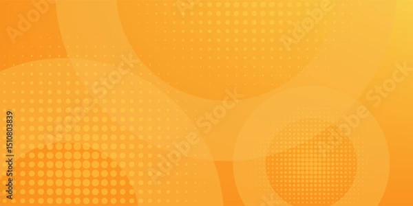 Obraz abstract yellow background with circular shapes and halftone composition. vector illustration