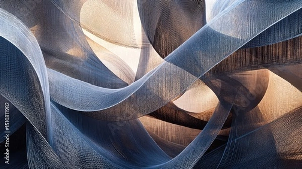 Obraz Swirls and curls interlace in a complex abstract composition. High-resolution design highlights the elegance of linework and aesthetic flow.