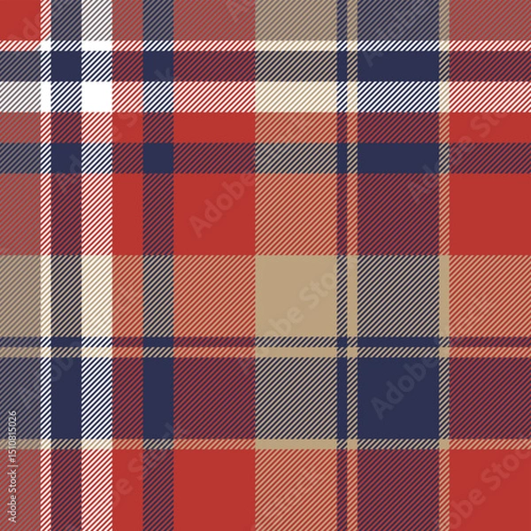 Fototapeta Scotland tartan seamless plaid texture with rhombuses and squares - Vector illustration