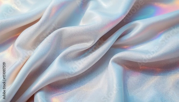 Obraz Soft neutral fabric drapes elegantly showcasing subtle sheen and natural folds in a close-up view