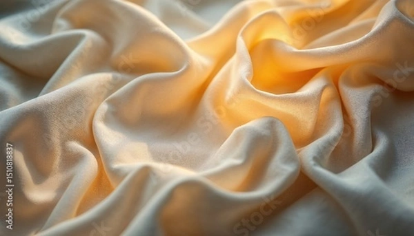 Obraz Elegant soft linen fabric with gentle folds displaying warm golden light in natural textures