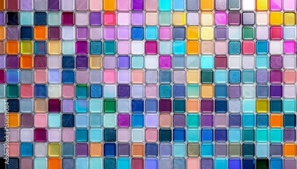 Obraz Colorful mediterranean tiled mosaic featuring a vibrant array of tiles in various shapes and sizes