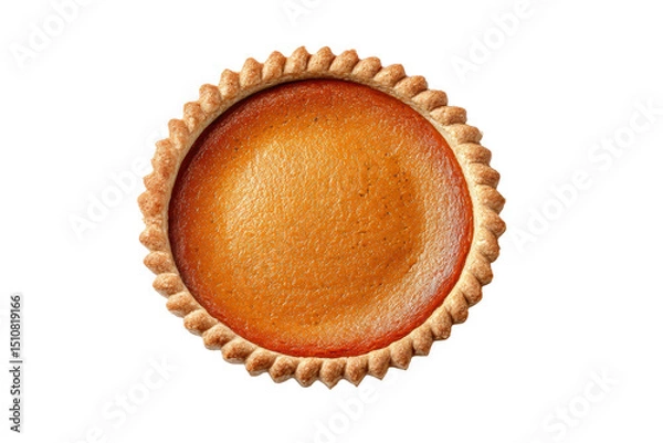 Obraz PNG Delicious round pumpkin pie on black background with golden crust