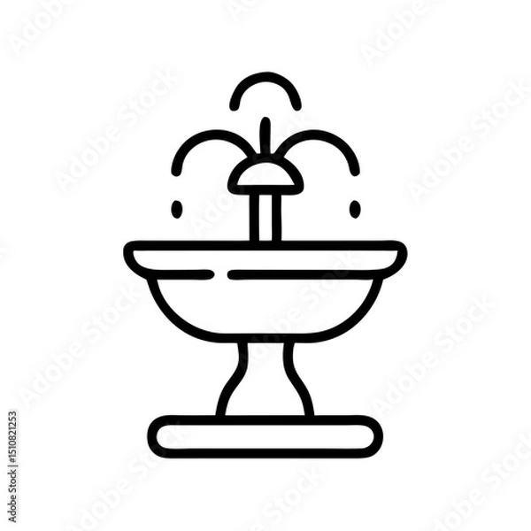 Obraz Water fountain line icon, isolated on white background.