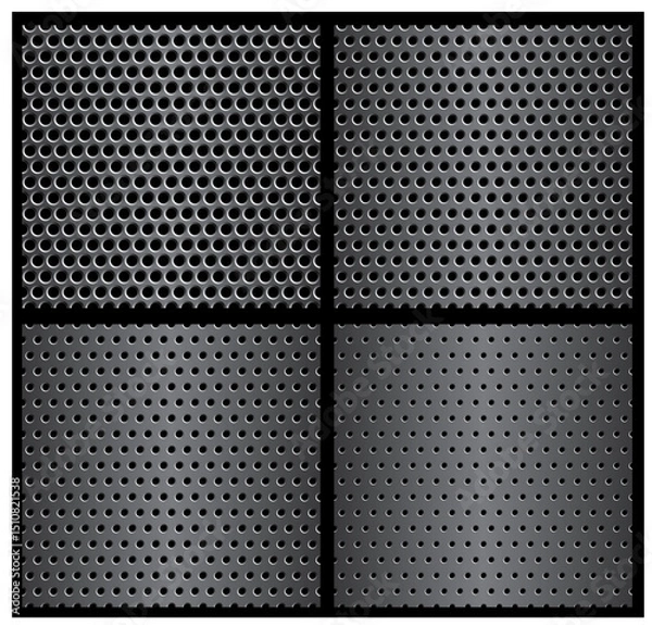 Fototapeta vector seamless perforated metal plate in four variations