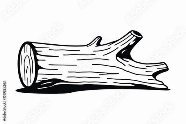Obraz Tree Trunk Silhouette Vector Illustration Wood Design on White Background.