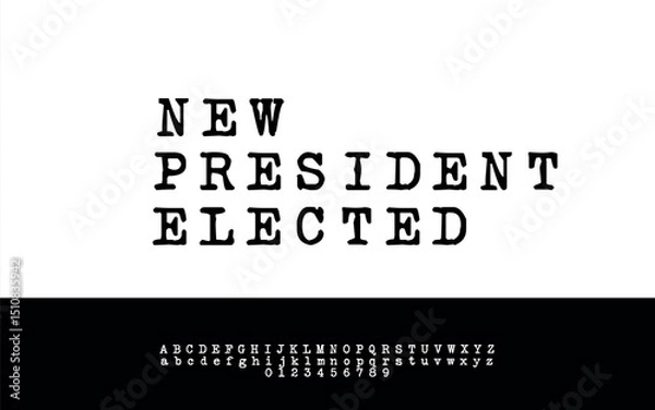 Fototapeta Vintage Typewriter Stamp Font with Rough Textured Letters for Retro Projects
