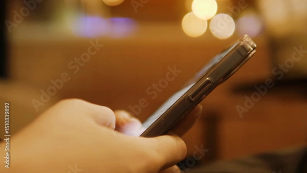 Obraz Communication via mobile phones, social media and working online, ordering products online and making financial transactions.