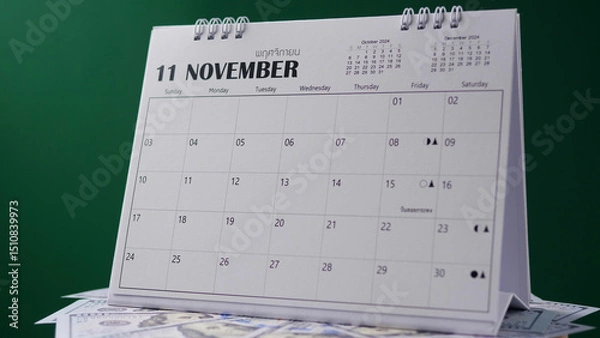 Obraz Calendar 2024 Work schedule and time, free space for notes, studio photos