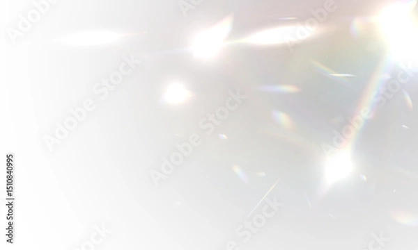Fototapeta PNG dreamy abstract background featuring iridescent rainbow light patterns, soft lens flare, spectral prism refractions. Hologram reflection, crystal flare leak shadow overlay