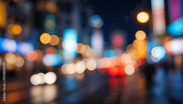Obraz Vibrant City Nightscape Blurred Lights Bokeh Abstract Background Urban Scene