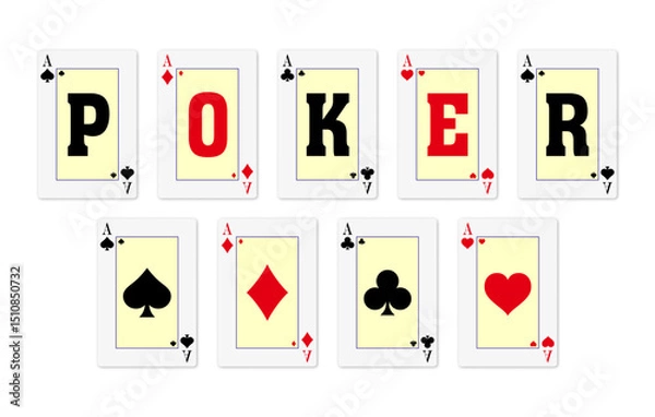 Obraz Aces deck of playing cards. Classic playing cards suit isolated background. Vector illustration.
