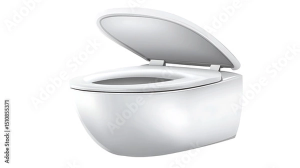 Fototapeta Modern white toilet with lid open on transparent background Modern white toilet with lid open isolated on white background.png