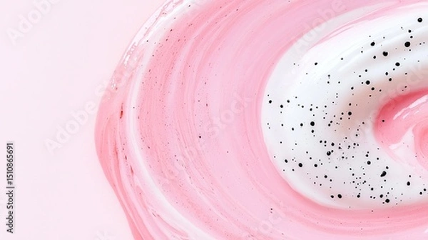 Obraz Abstract pink and white swirl with black speckles for artistic design