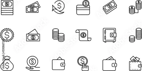Fototapeta bill payment icon set  finance related line icons .eps