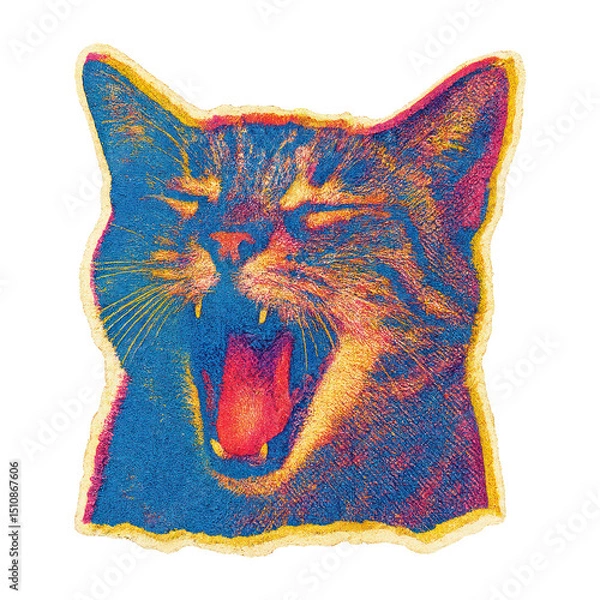 Obraz PNG Colorful artistic roaring cat