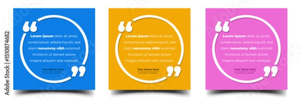 Fototapeta Colorful Quote Testimonial Templates with Modern Circular Design
