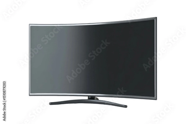 Fototapeta PNG Curved flat-screen tv display with black frame isolated on white background