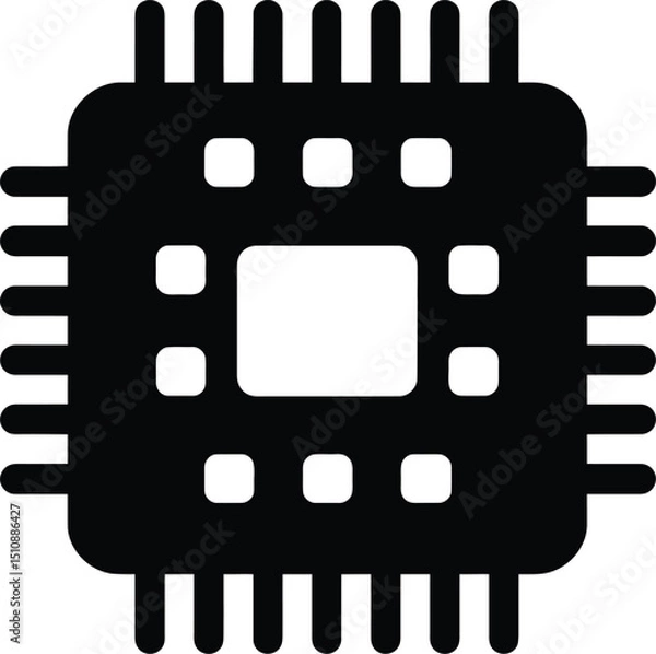 Fototapeta Processor chip icon vector illustration central processing unit cpu component technology microchip semiconductor