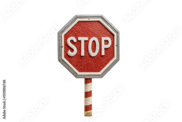 Fototapeta PNG Octagonal red stop sign with white border against black background