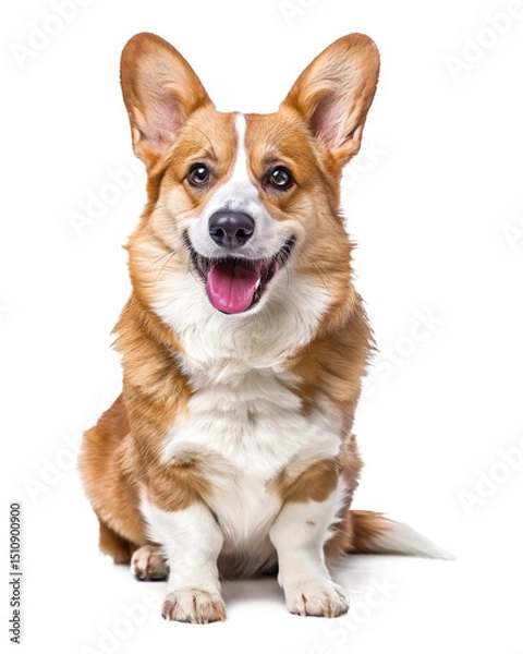 Obraz Portrait of a cute brown pedigree puppy on a white background