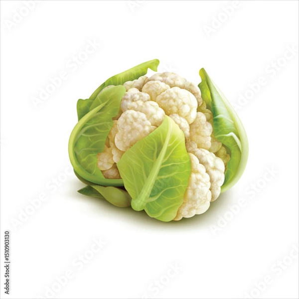 Obraz Fresh cauliflower isolated on white background