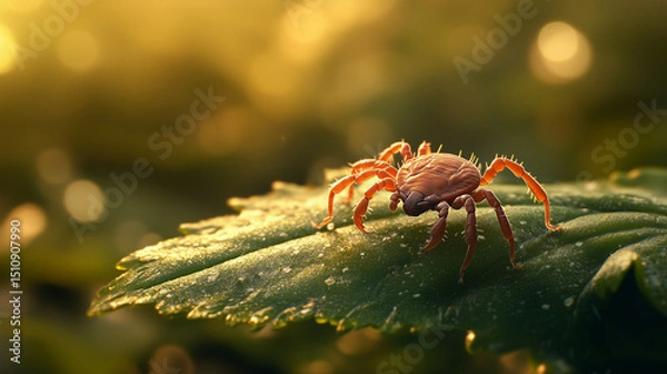 Fototapeta Tick perched on a leaf