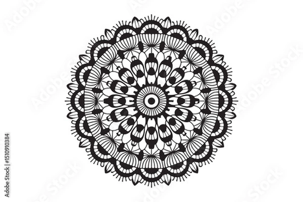 Obraz Mandala design silhouette art vector on white background