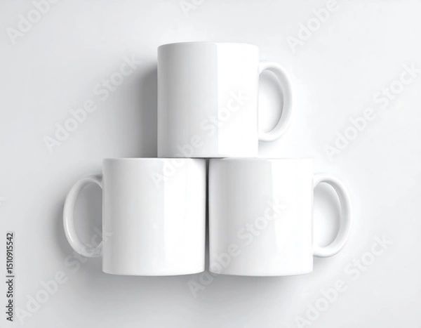 Obraz Three white mugs stacked (1)