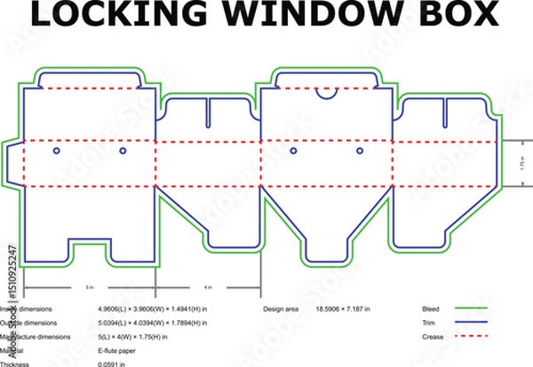 Fototapeta Locking window box die cut template line art design