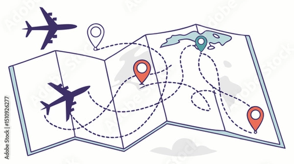 Obraz "International Flight Map: Air Travel Network Across Continents"
