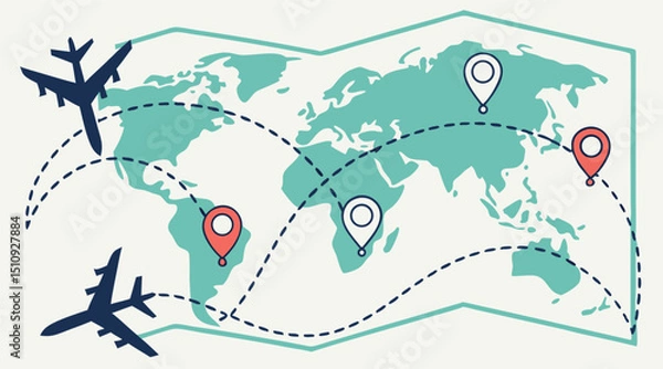 Obraz "International Flight Map: Air Travel Network Across Continents"
