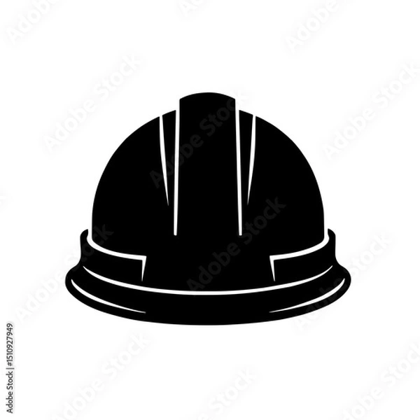 Obraz Minimalist black silhouette of a hard hat on a white background