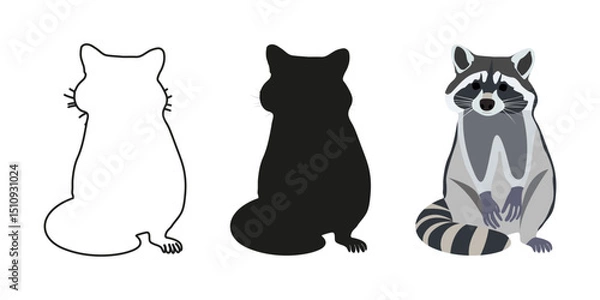 Obraz Realistic wild Raccoon on a white background.