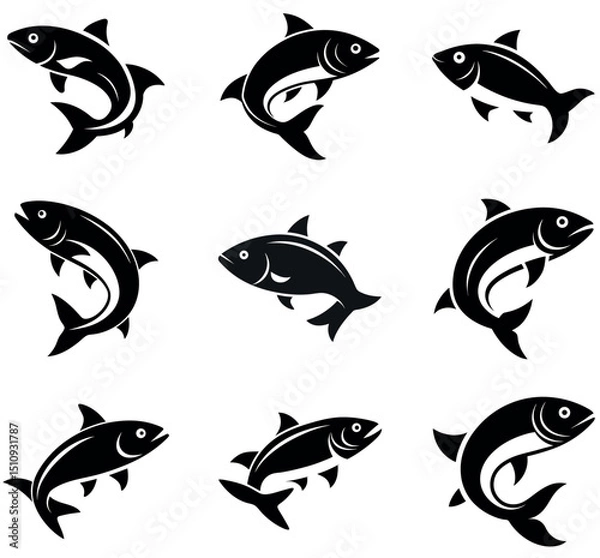Obraz Simple Fish Silhouette Icon Set