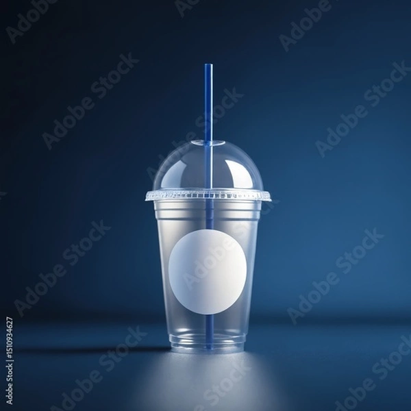 Obraz Mockup of a disposable drink cup with straw