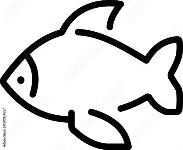 Fototapeta Minimalistic fish outline vector icon in line art