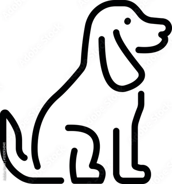 Fototapeta Outline sitting dog vector icon—minimal canine silhouette