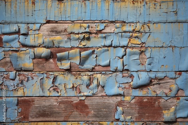 Obraz Old peeling paint on an abandoned freight car at a railway station