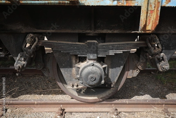 Obraz Abandoned old railway wagons at station, old train wagons in an abandoned station
