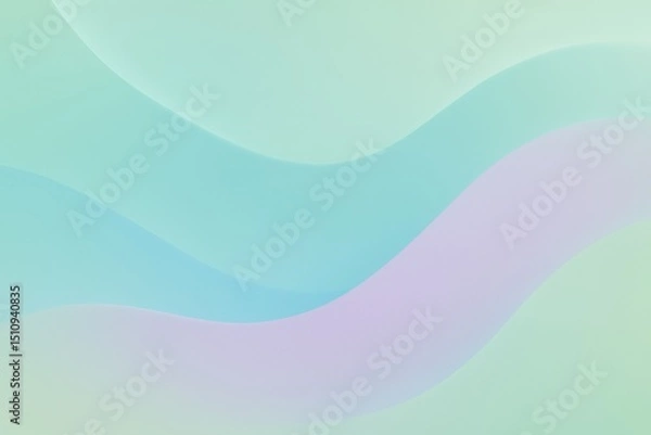 Fototapeta Mint and Lavender Abstract Curves with Soft Pastel Gradient Flow