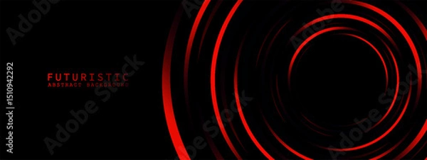 Fototapeta 3D red techno abstract background overlap layer on dark space with circle stripes shape decoration. Modern graphic design element future style concept for banner, flyer, card.