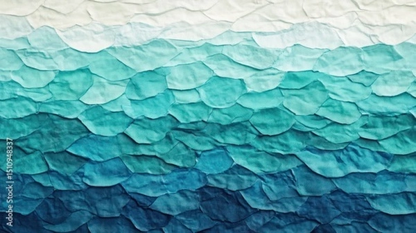 Obraz Abstract teal and blue textured background with gradient effect, resembling scales or crumpled paper.