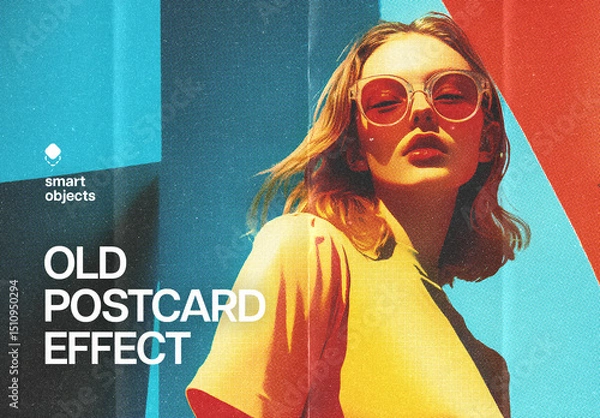Obraz Old Postcard Photo Effect Mockup
