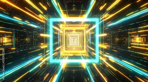 Obraz Futuristic glowing tunnel
