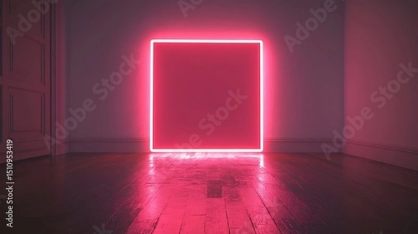 Obraz Empty illuminated pink rectangle in room