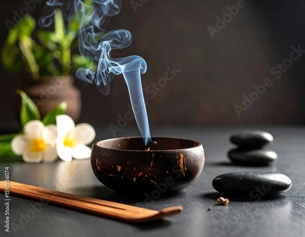 Obraz Spa incense scene with smoke