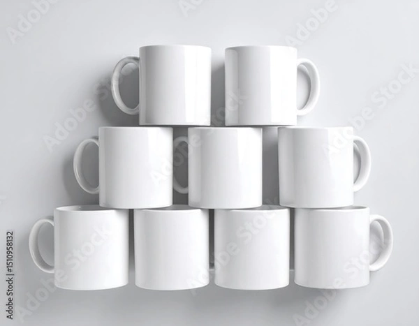 Obraz Stacked white mugs (1)