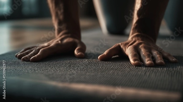 Fototapeta Practicing yoga poses for better flexibility and strength during morning routine