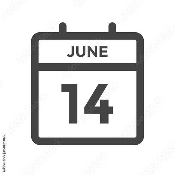 Fototapeta June 14 Calendar Day or Calender Date for Deadline Appointment